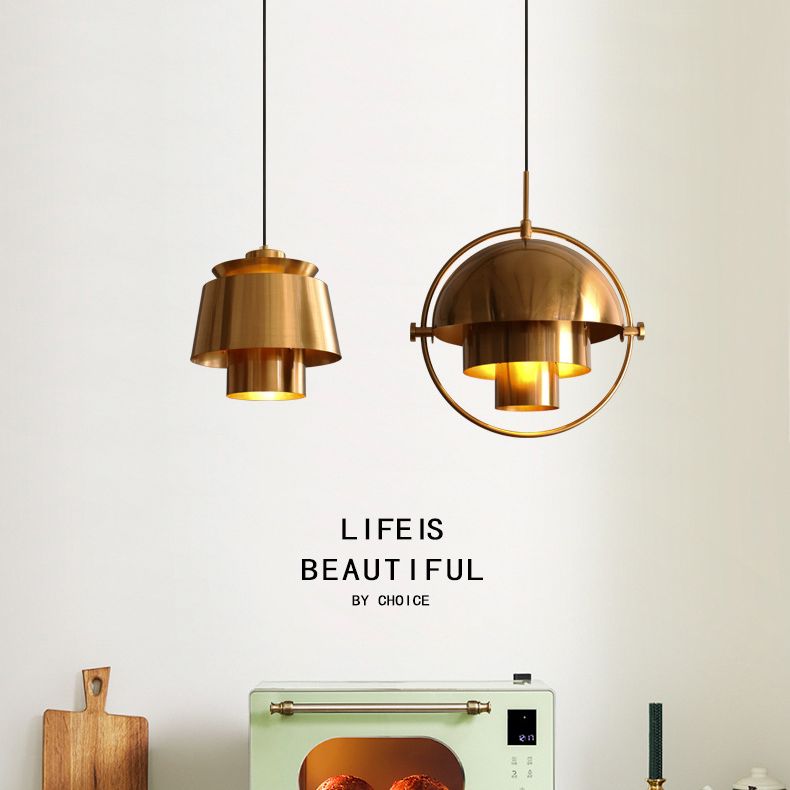 Gold 1 leichte Anhängerlampe Mitte des Jahrhunderts Kreatives Design Metall Hanging Lampe für Schlafzimmer