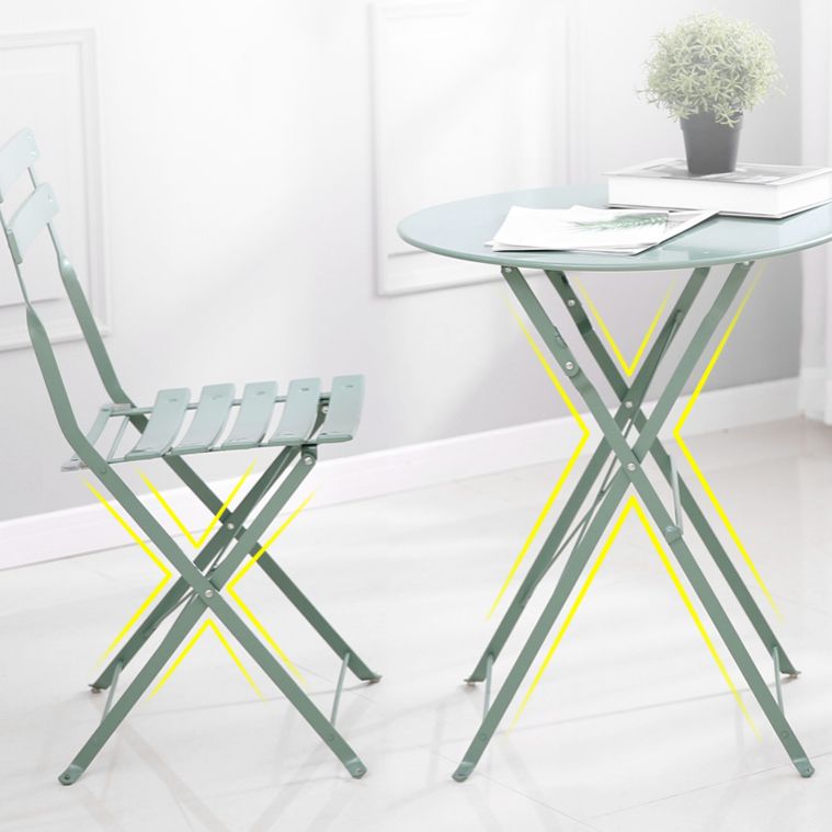 Boho Style Dining Set Metal Round 3 Pieces Patio Dining Table Set