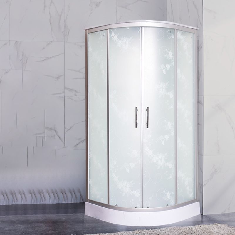 Rounded Shower Stall Double Sliding Shower Stall with Rain Shower