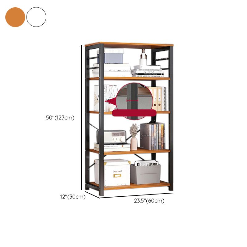 Contemporary Metal and Wooden Book Shelf Open Back Bookshelf for Home Office