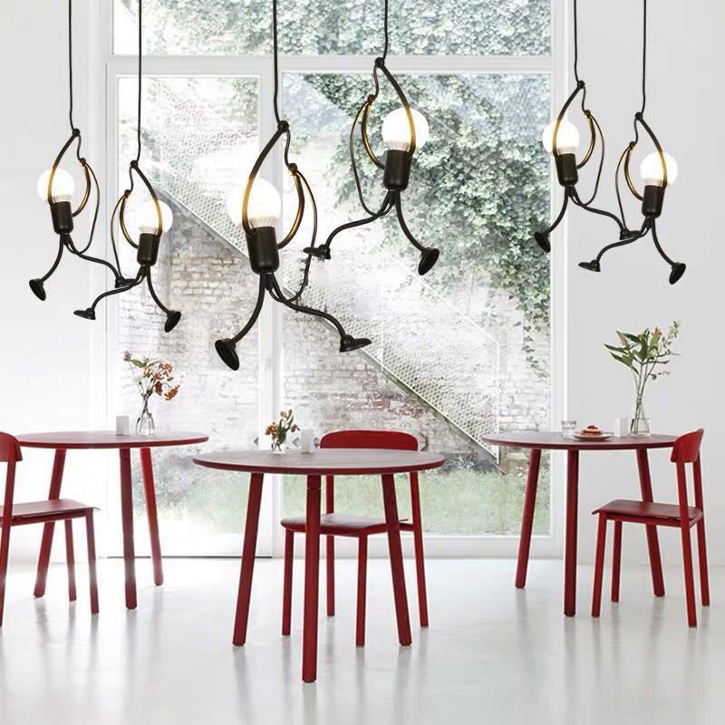 1-Light Pendant Ceiling Lights Industrial Metal Multi Pendant Light Fitting in Black