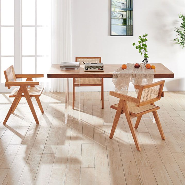 Traditional Style Dining Chair Arm Chair with Wooden Legs for Kitchen