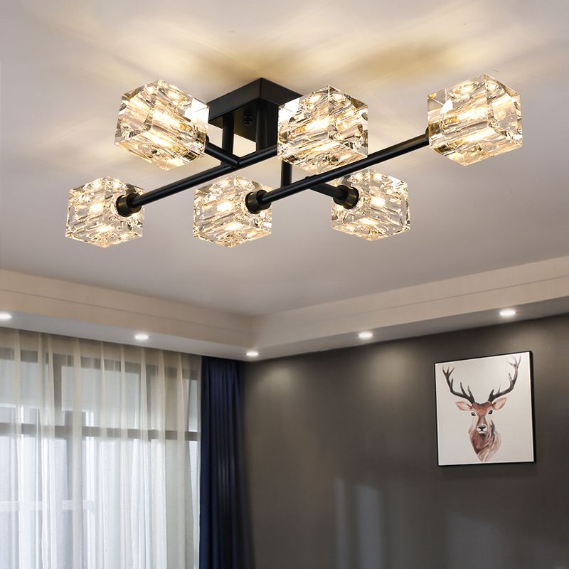 Crystal Sputnik Semi Flush Mount Lighting Simple Style Semi Flush Ceiling Light Fixture