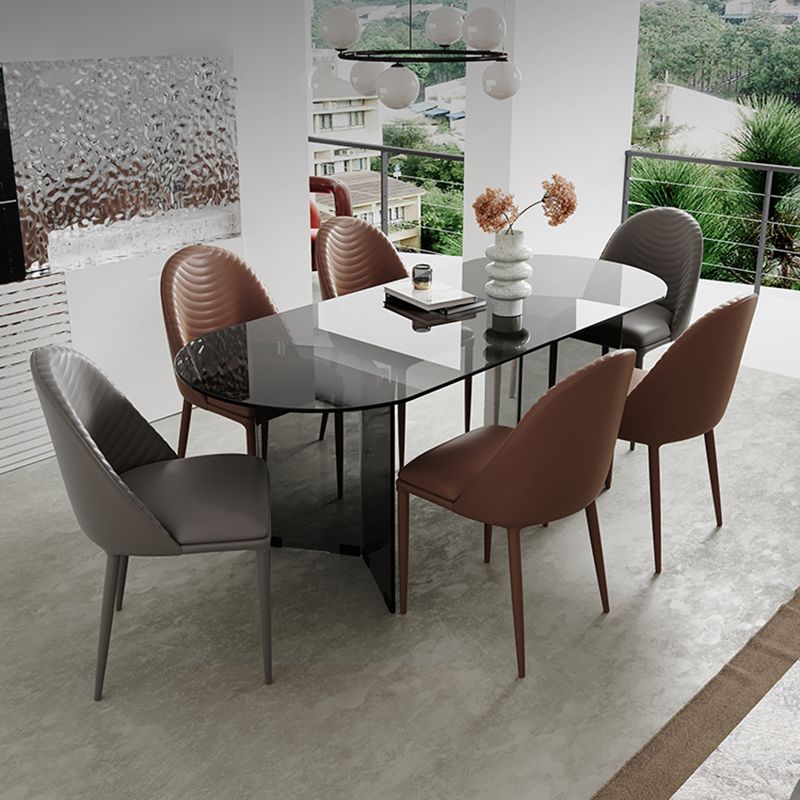 1/2/5/7 Pieces Modern Oval Tempered Glass Top Dining Set for Home