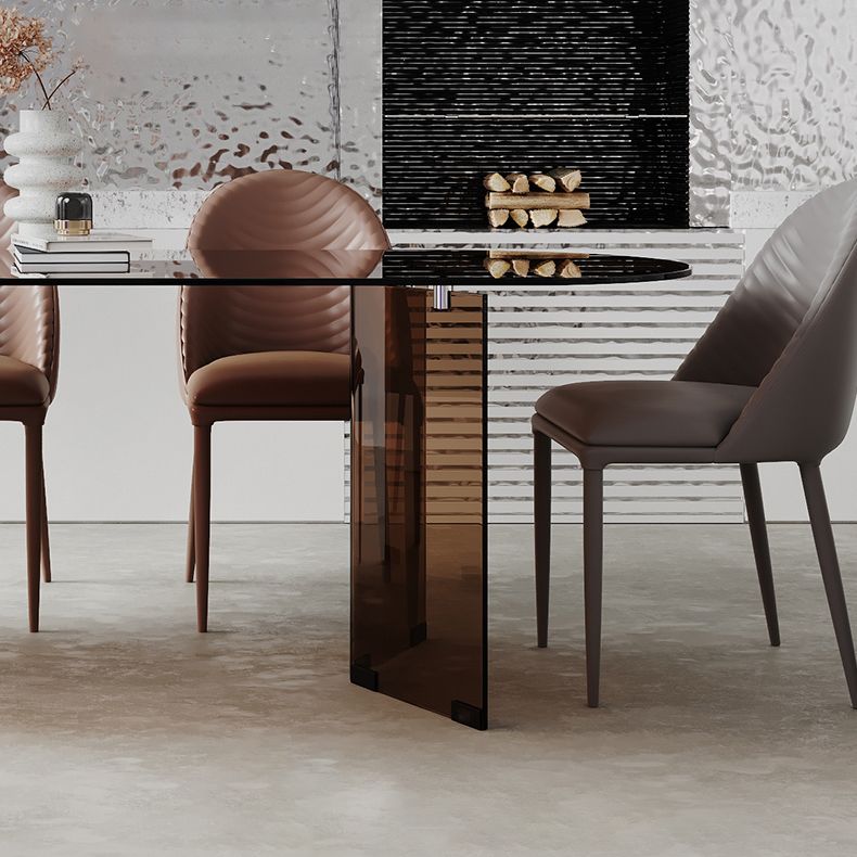 Glass Contemporary Free Form Dining Table Glass Table for Dining Room and Kitchen