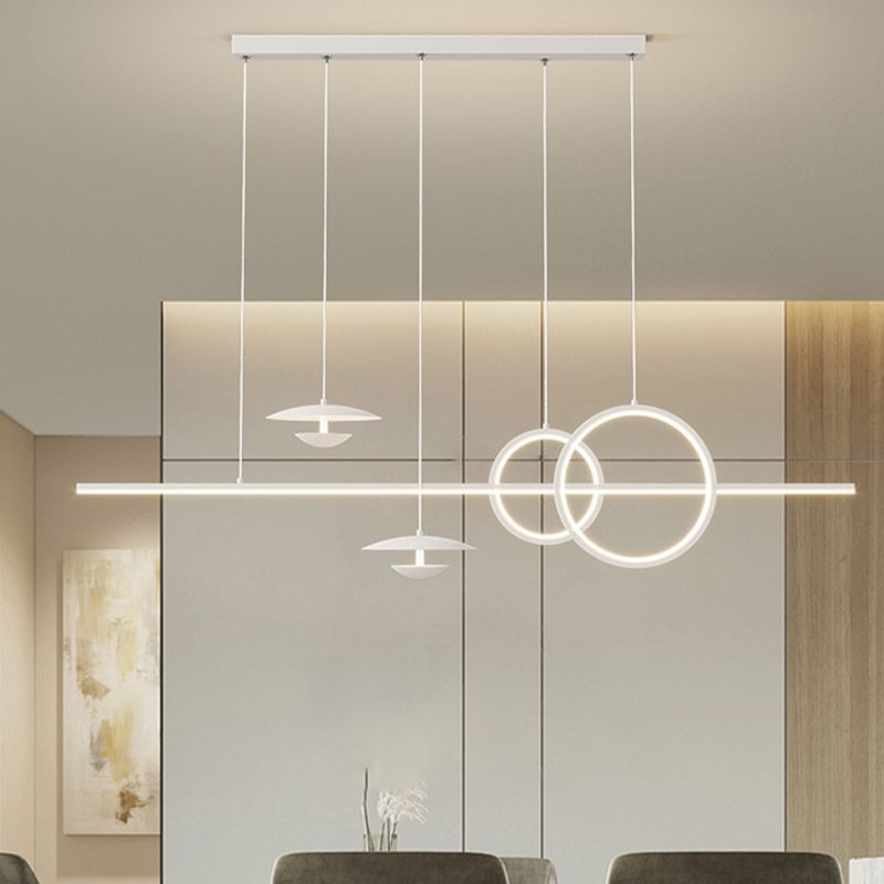 White 5-Light Modernism Ceiling Light LED Kitchen Island Lighting for Foyer