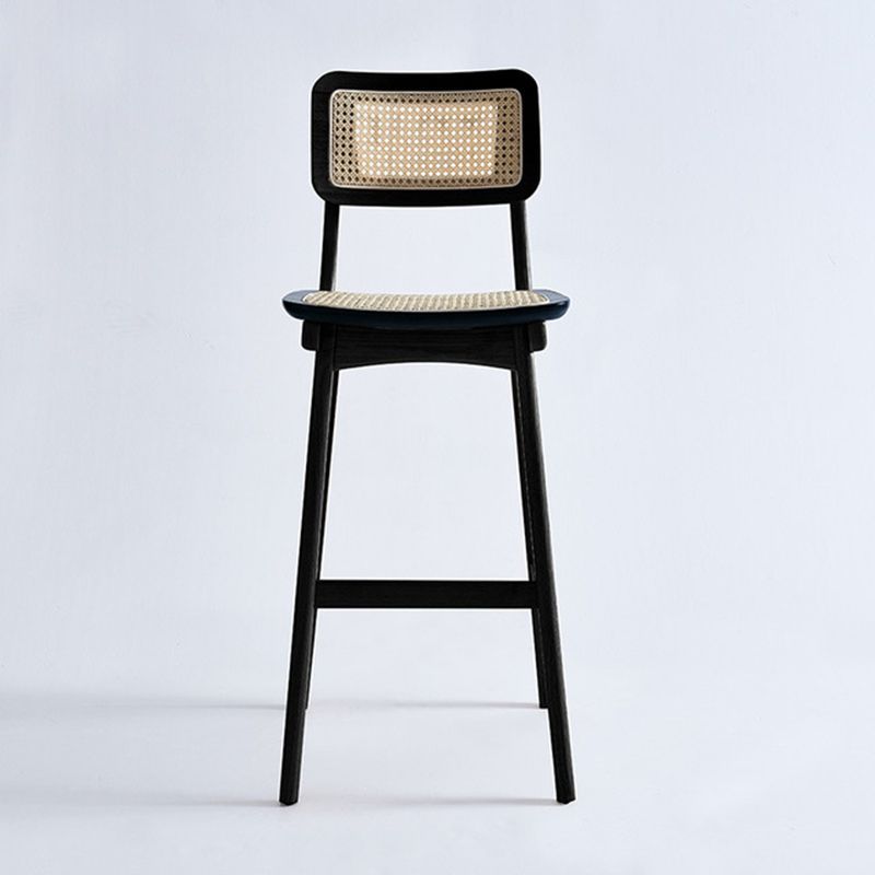 Modern Style Low Back Bar-stool Square Counter Bar Stool with Wooden Legs