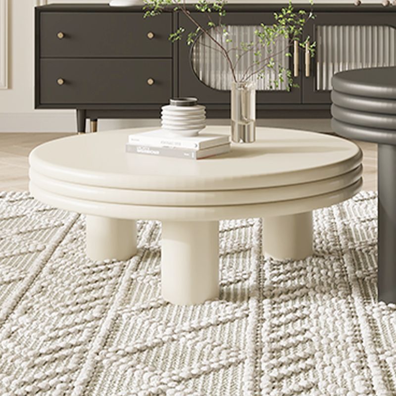 Contemporary Round Coffee Table Wooden Cocktail Table with 3 Legs