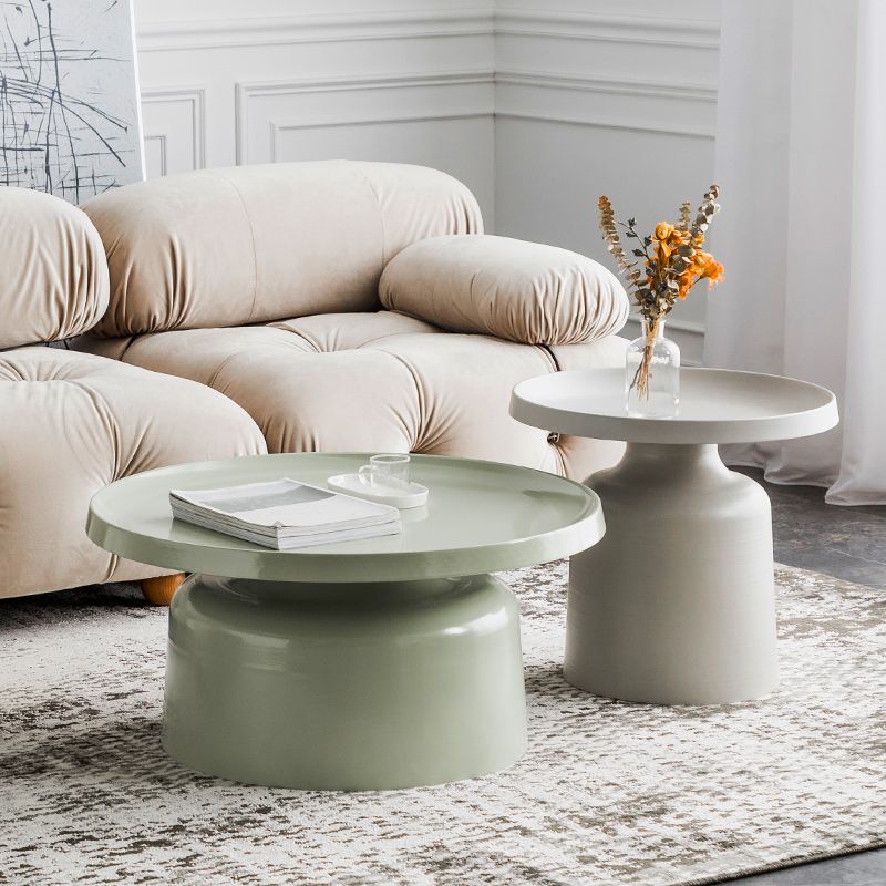 Metallic Pedestal End Table Mid-Century Round Side Side Table