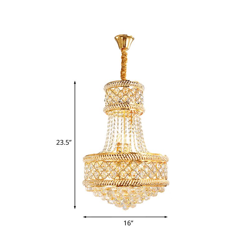 Taglia K9 Crystal Gold Affermazione del lampadario a soffitto 7 Luci a sospensione in stile vittoriano