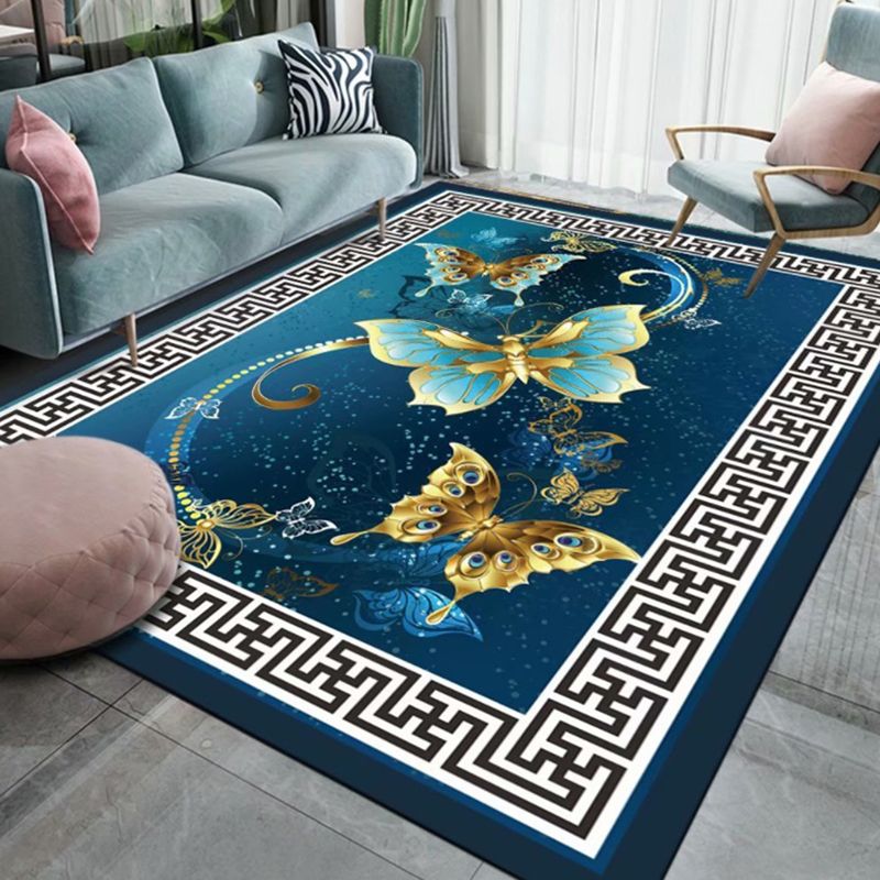 Army Modern Rug Polyéster Área de mariposa RUG RUG RUG de respaldo sin deslizamiento para sala de estar