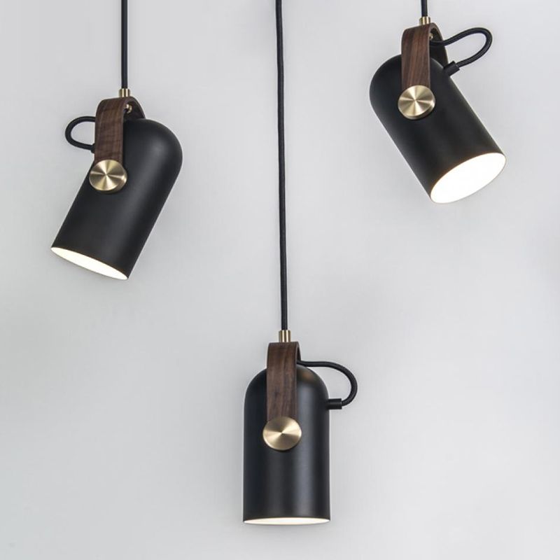 Nordic Style 1-Bulb Adjustable Spotlight Cylindrical Suspension Pendant Light with Metal Shade