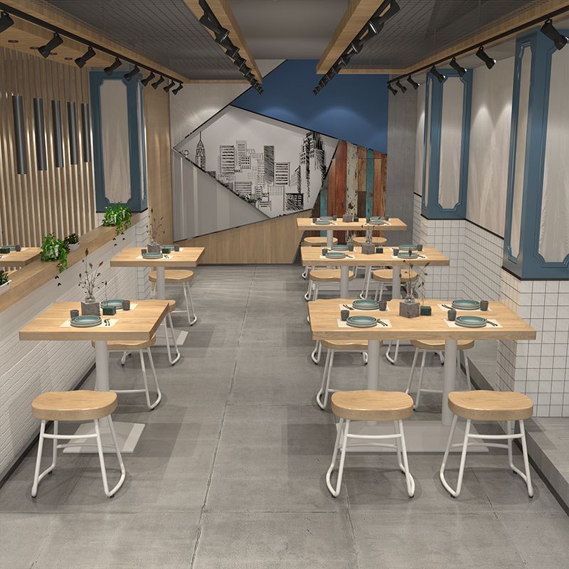 Industrieller Esstisch Kiefer Massivholz Tisch mit Metallbasis für das Abendessen in der Küche zu Hause