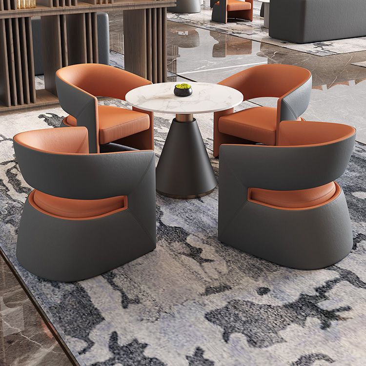 Modern Round Dining Table for Kitchen Metal Pedestal Base Table