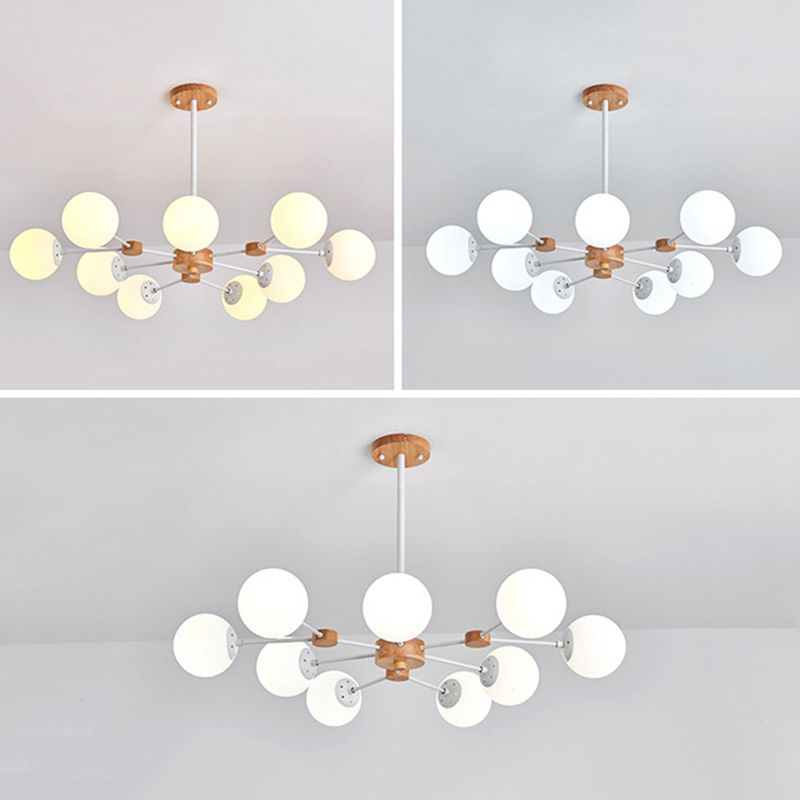 Araña de vidrio de leche opaca dorada para la sala de estar de vestíbulo dormitorio