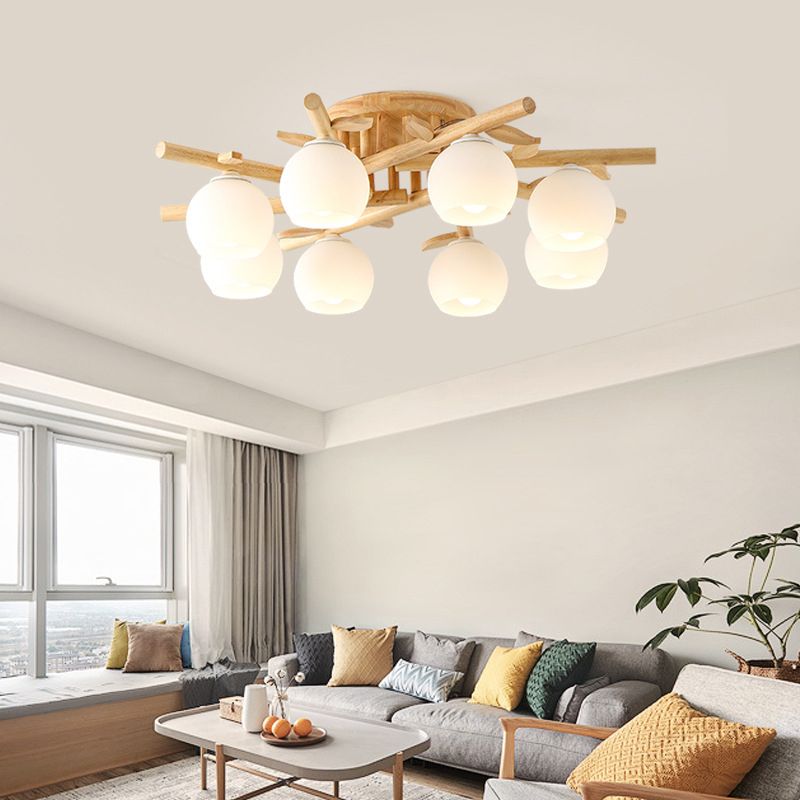 Contemporary Wood Ceiling Light Flush Mount Lighting for Bedroom
