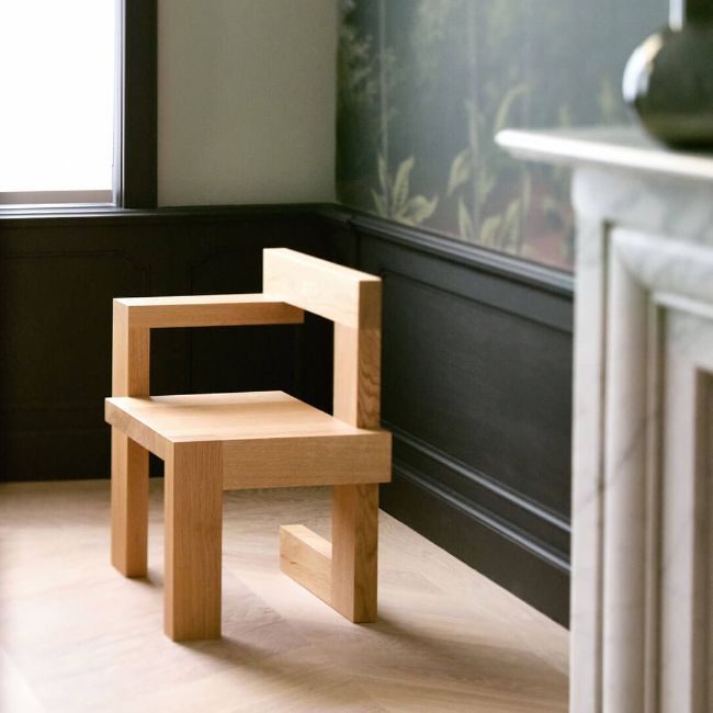 Modern Arm Chair Wood Open Back Dining Accent Chair for Home