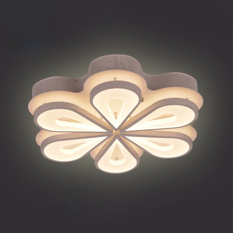 Moderno elegante goccia di pioggia a filo acrilico il 15/06/25 teste soggiorno Blossom Blossom Semi Flush Affermazione Luce a soffitto in luce calda/bianca