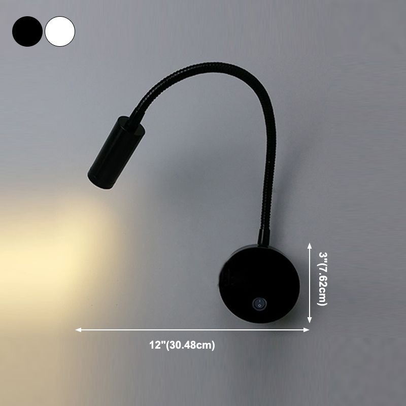 1 Light Round Wall Sconce Modern Style Metal Wall Mounted Reading Lights