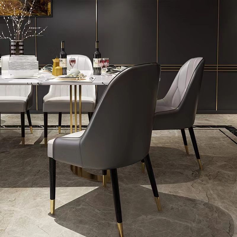 Contemporary Faux Leather Dining Chairs Parsons Armless Dining Chairs