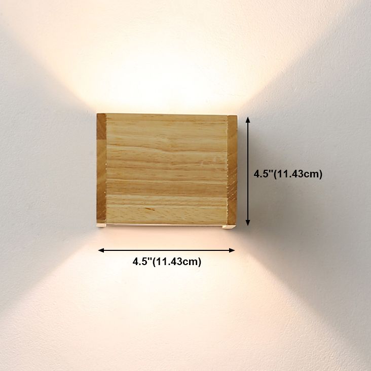 Nordic Style Wood Wall Light Cube Shape 4.5" Wide Wall Sconce for Bedroom