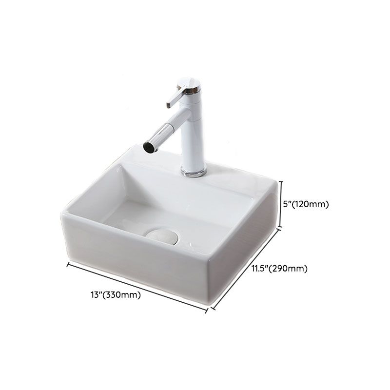 Modern Vessel Bathroom Sink Rectangular Porcelain Drain Vessel Sink(Not Included Faucet)