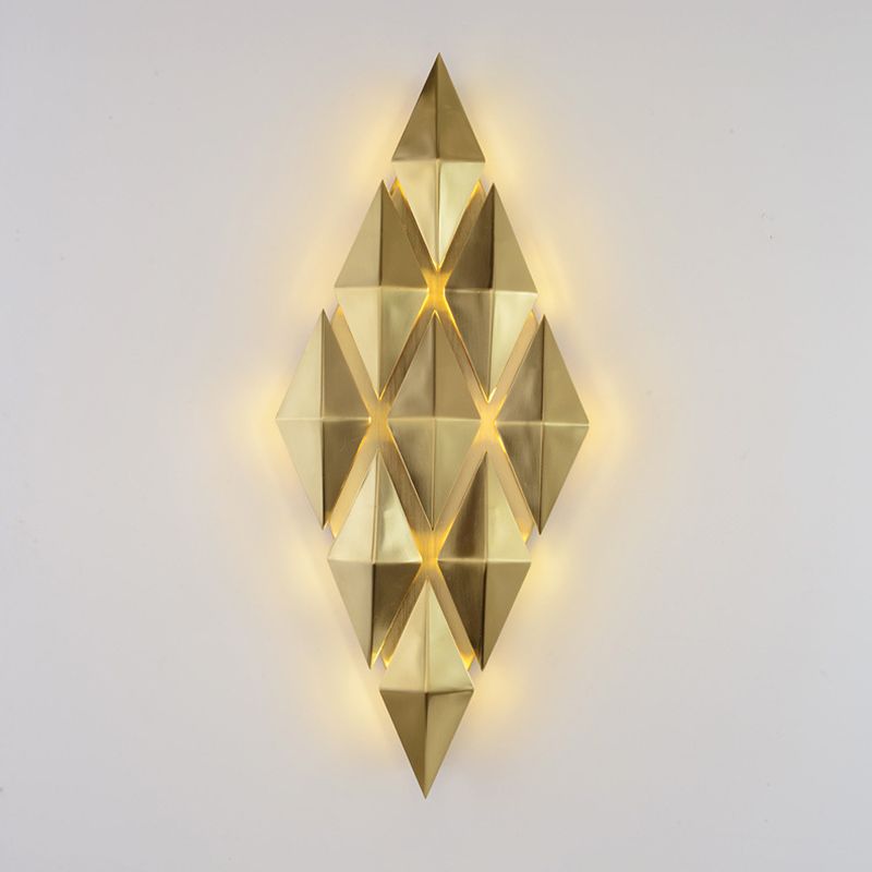 Electroplated Gold Diamond-shaped Wall Lamp Post-modern Style Metal Geometric Sconce Lights for Living Room