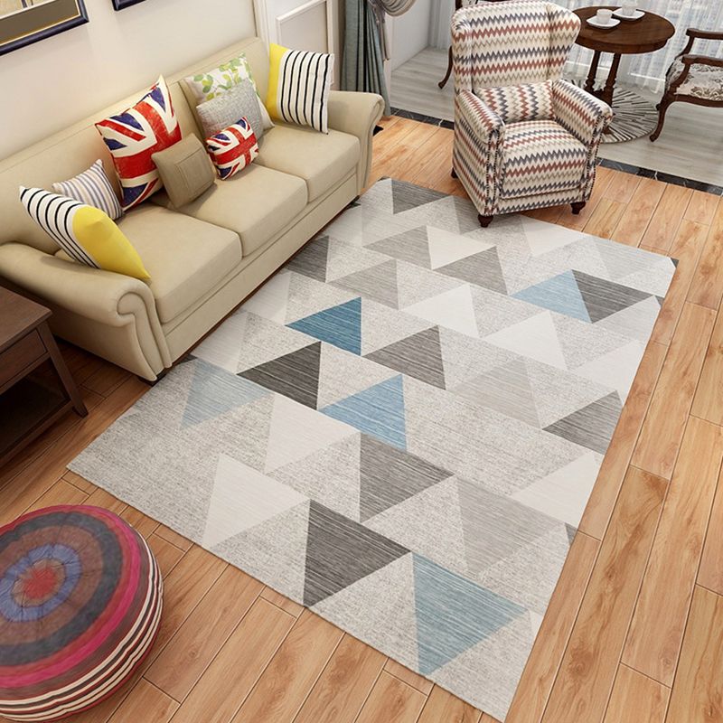 Multi-Color Geometrical Design Rug Contemporary Decorative Indoor Rug Polyester Non-Slip Backing Carpet for Home Decoration