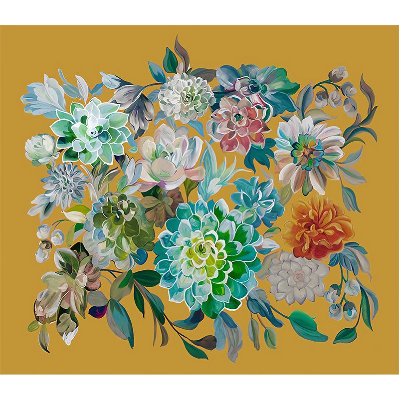 Colorful Blossom Wall Murals Flower Modernist Moisture Resistant Wall Decor on White for Home