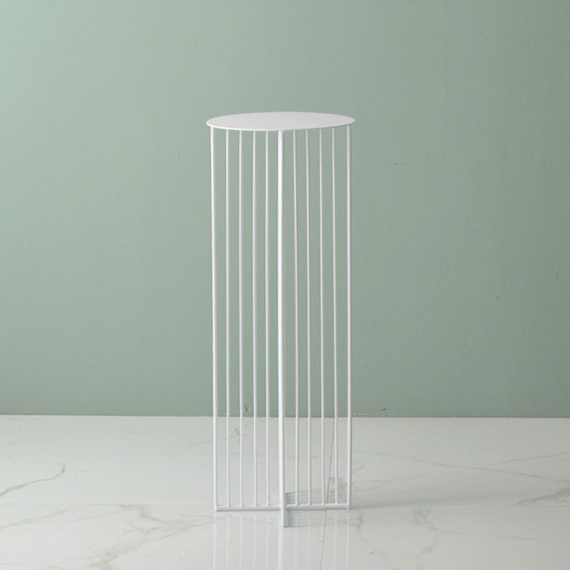Mid-Century Modern Round Iron End Table Dia 11.81" Pedestal Side Table