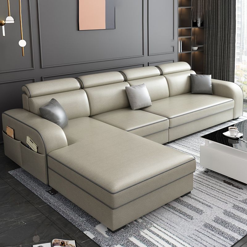 Square Arm Sectional Sofa with Storage Adjustable Sectionalfor 4 People