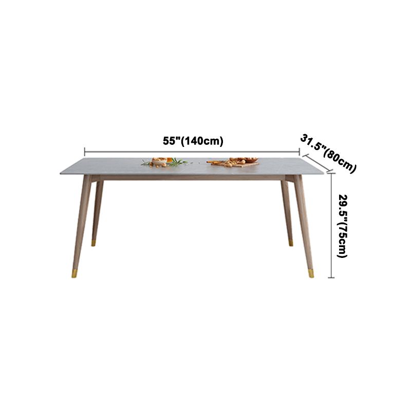 Rectangle Grey Tone Dining Table Sintered Stone Table Luxury Style with 4 Legs