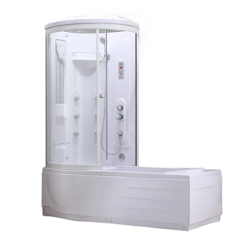 Corner Tub & Shower Kit Easy Clean Glass Tub & Shower Kit with Light