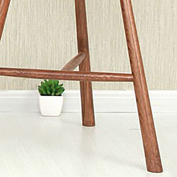 Contemporary Backless Footrest Stool Contoured Solid Wood Bar Stool