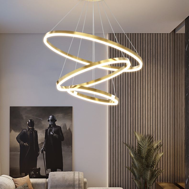 Modern Farmhouse Chandelier Multiple Rings Pendant Light Round Metal Chandelier