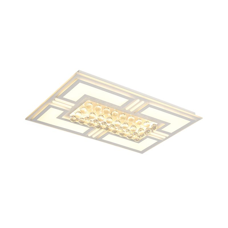 20.5"/35.5" Wide Crystal Square/Rectangle Flush Lamp Simple LED  Ceiling Mounted Fixture in Warm/White Light