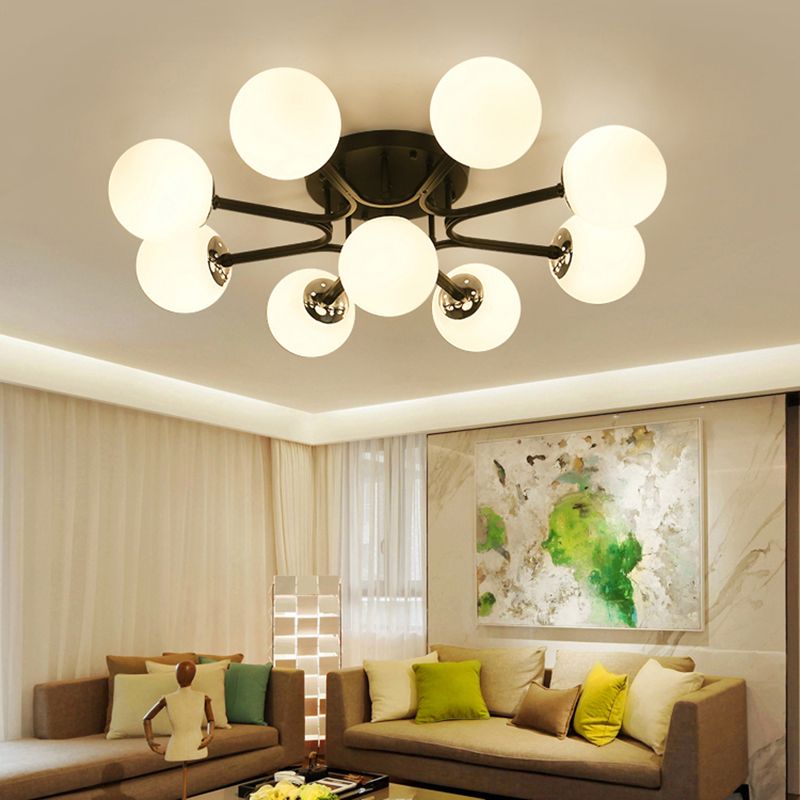 Glass Ball Shape Flush Ceiling Light Modern Multi Lights Flush Light Fixtures