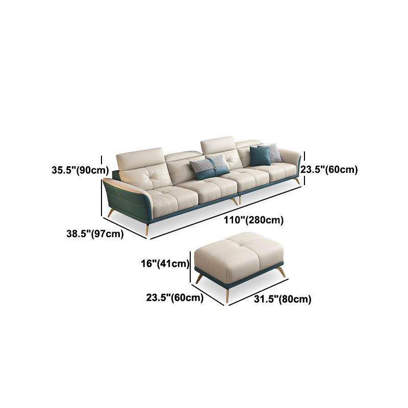 Tuxedo Arm Sectional Sofa 35.43"High Genuine Leather Tufted Split-Back Sofa