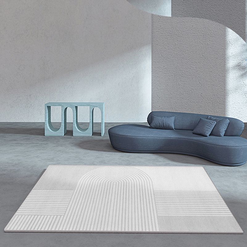 Hellgrau unregelmäßiger gestreiften Teppich Polyester Moderner Teppich Waschbar Teppich für Wohnzimmer