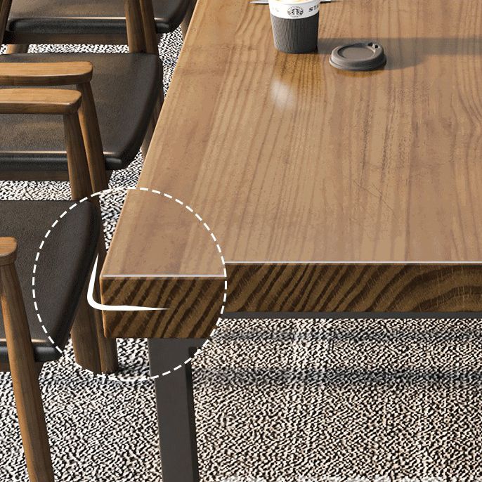 Industrial Solid Wood Dining¬†Room¬†Set with Rectangle Table and Metal Base Dining Table Furniture