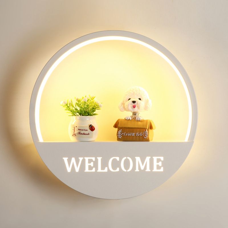 Modern Style Circle Shape Wall Sconce Metal 1 Light Wall Light for Bedroom
