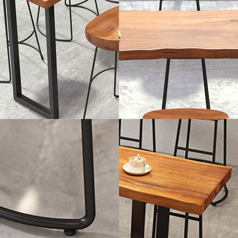 Industrial Bar Height Table Solid Wood Top Bistro Table for Patio Use