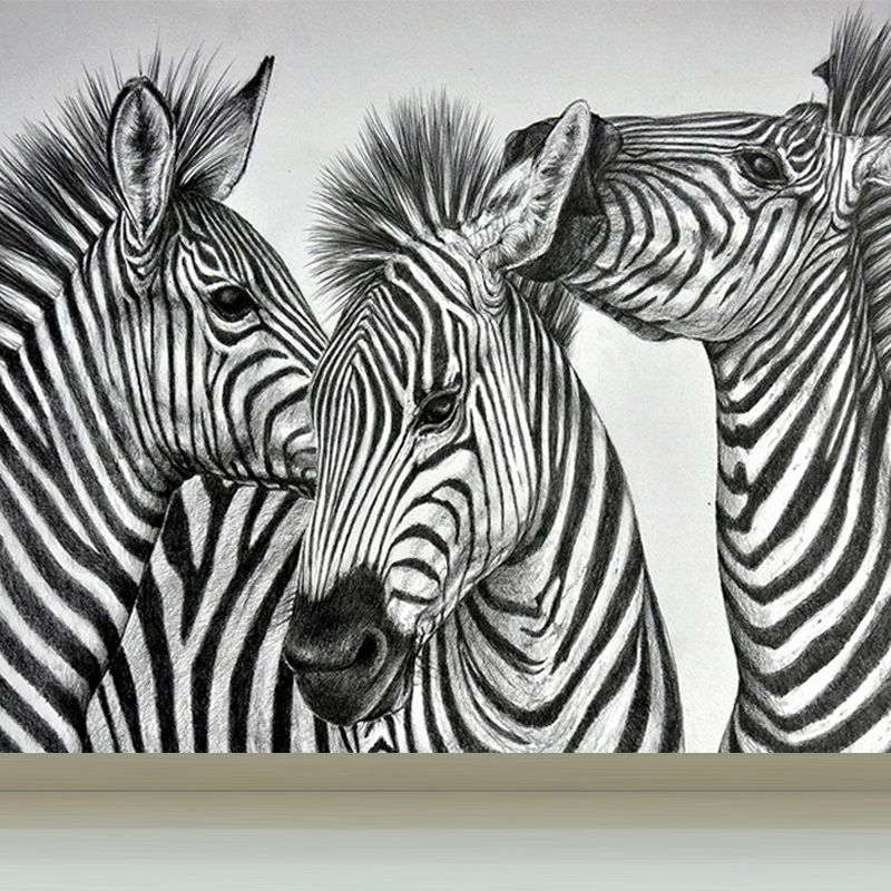 Modern Zebra Wall Mural Non-Woven Water-Proof Light Color Wall Art for Boys Bedroom