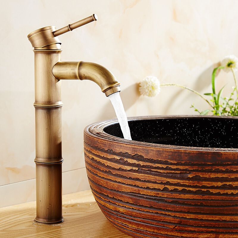 Farmhouse Vessel Faucet Brass Lever Handles Waterfall Spout Lavatory Faucet