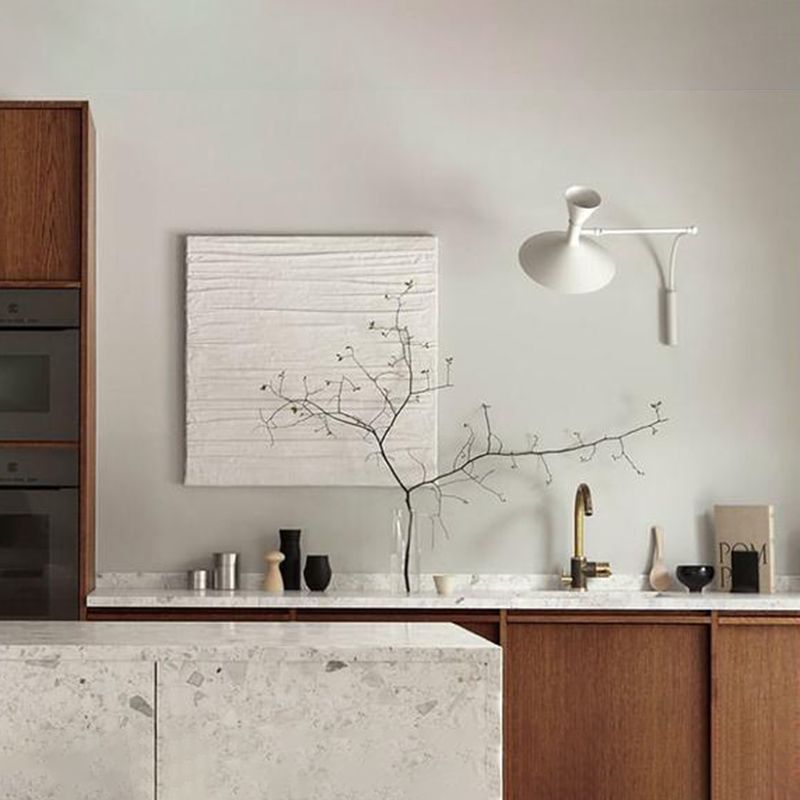 Modern Swing Arm Wall Sconce Cone Shape Wall Light with Metal Shade for Bedroom