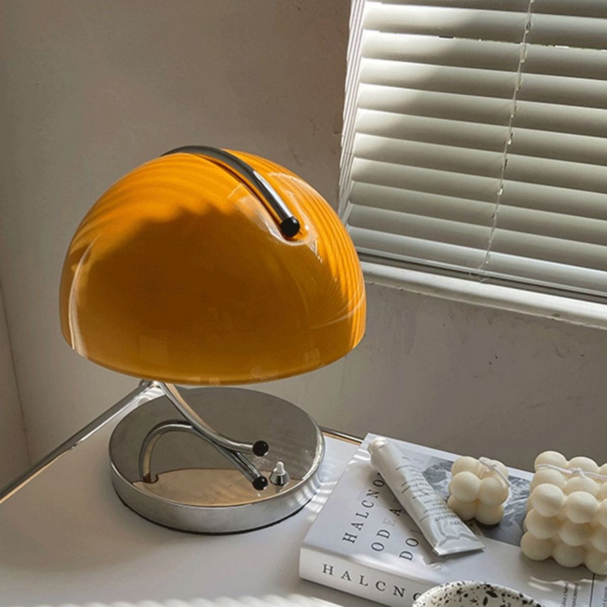 Ultramoderne eenvoud halfronde tafellamp handgeblazen glazen nachtkastje lamp voor slaapkamer