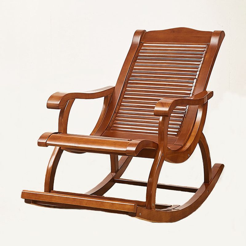 Traditional Solid Wood Rocking Chair Pure Color Recliner Chair