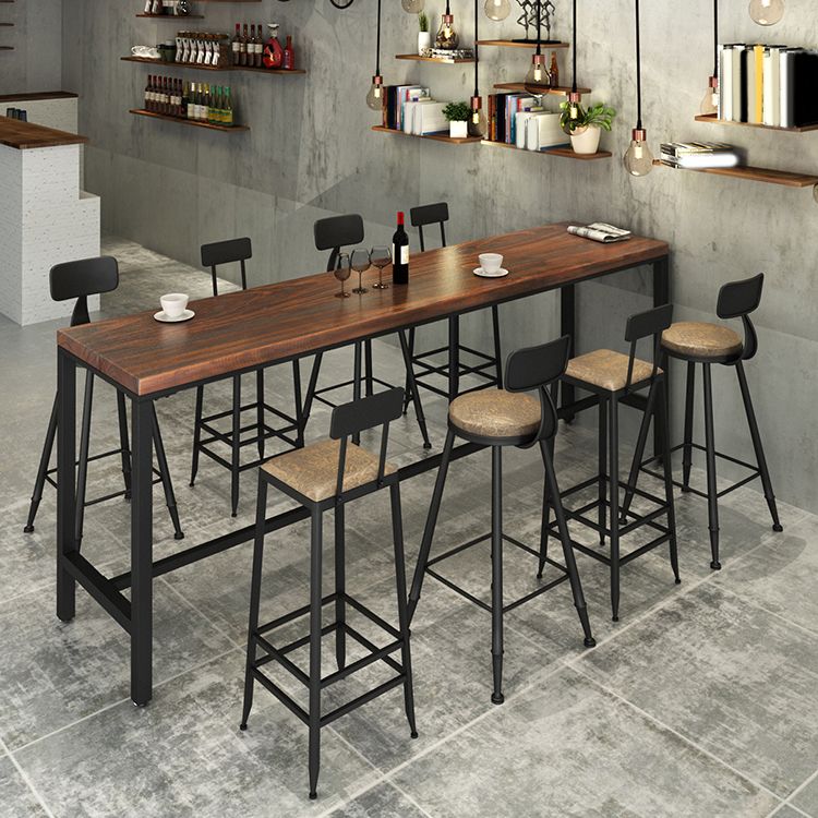 Industrial Rectangle Bar Table Set 1/2/5 Pcs Brown Wooden Bar Table Set