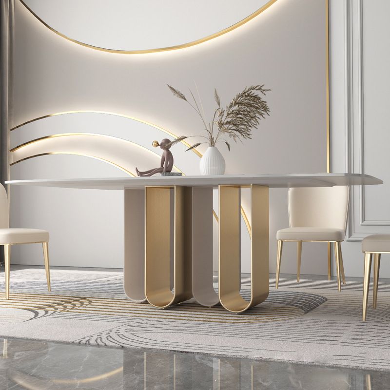 Luxurious 1/4/5/6/9 Pieces Rectangle Dining Set Sintered Stone Top Dinette Table Set