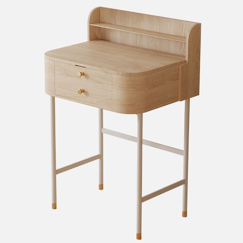 2 Drawers Solid Wood Make-up Vanity in White Glam Style with Mirror